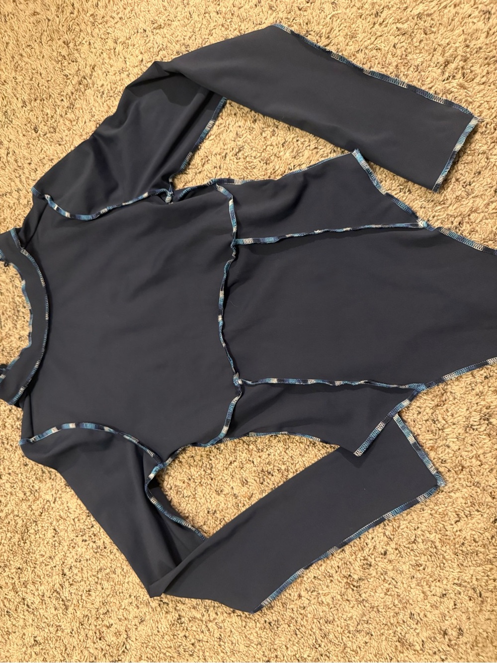 Urban Outfitters Navy Long Sleeve Bodysuit with Contrast Trim